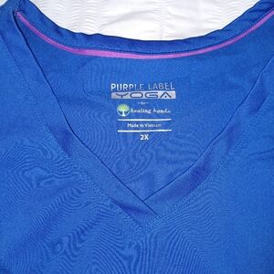 Purple Label Yoga scrub set royal blue top 2X pants XL tall